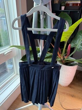 Jacadi Navy Pleated Suspender Skirt